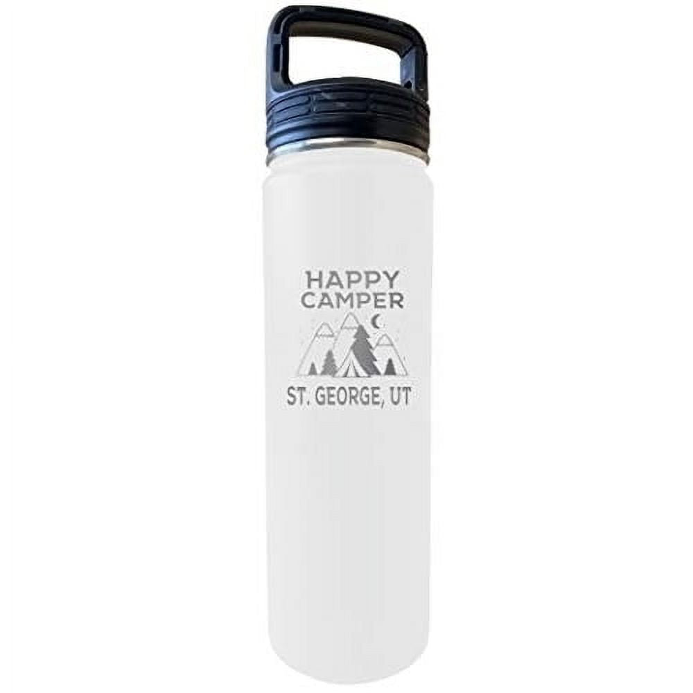 32 Oz Engraved White Insulated Stainless Steel Water Bottle Tumbler W760207