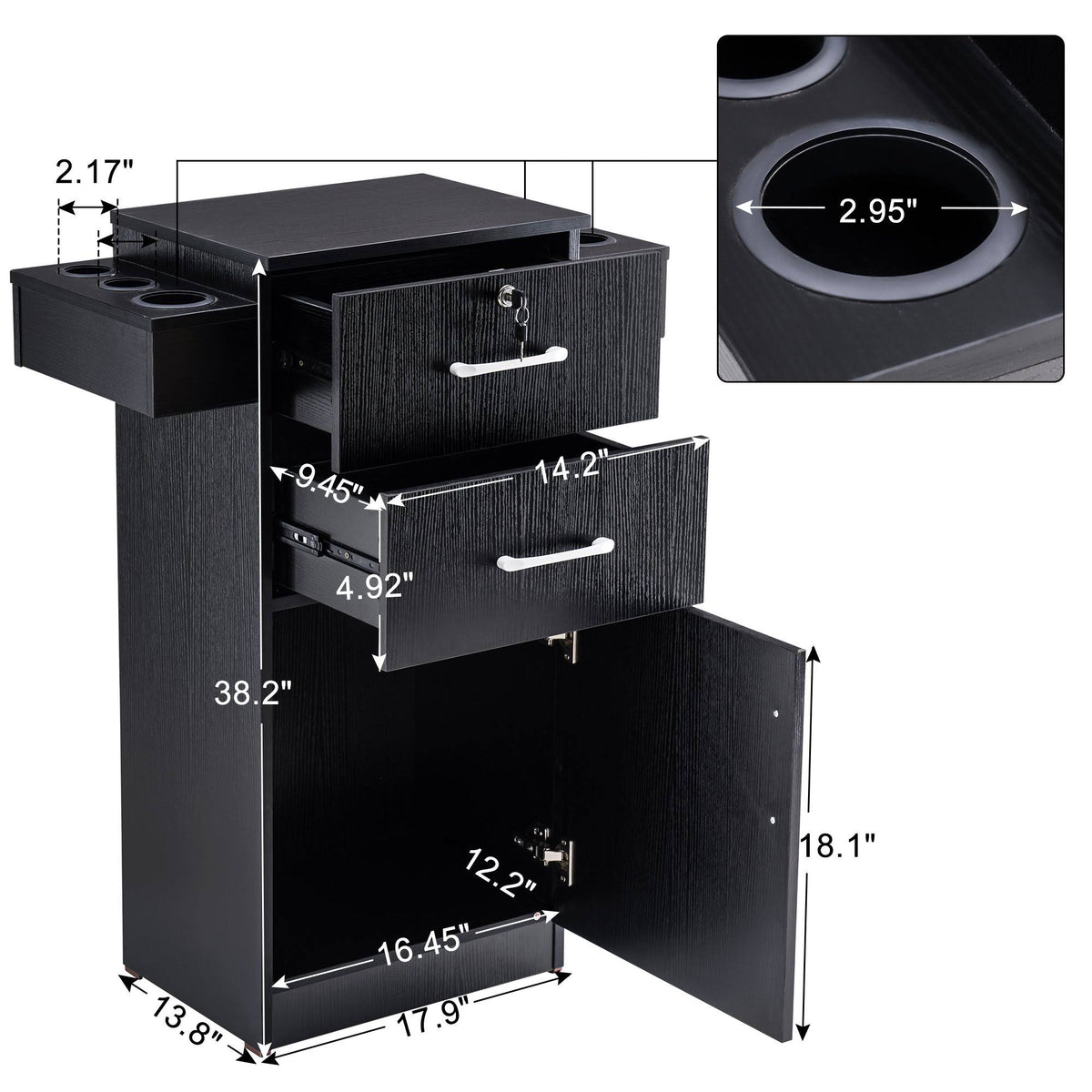 Locking Beauty Salon Storage Cart with Drawer Black G23034