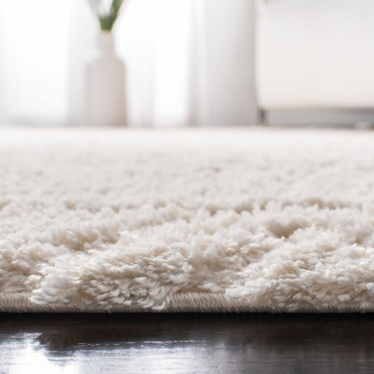 Ivory Grey Shag Round Rug C646