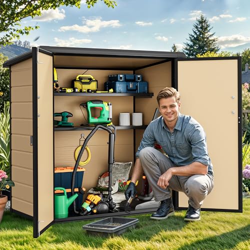 Vertical Resin Storage Shed with 2 Shelves P423845