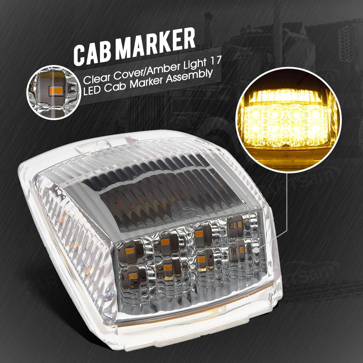 5pcs 17 LED Amber Cab Marker Roof Running Truck Cab Light B250