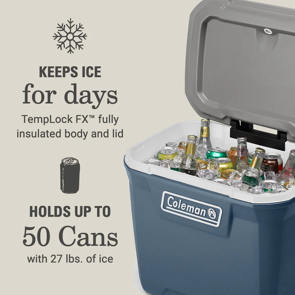 60QT Hard Chest Wheeled Cooler, Lakeside Blue D548
