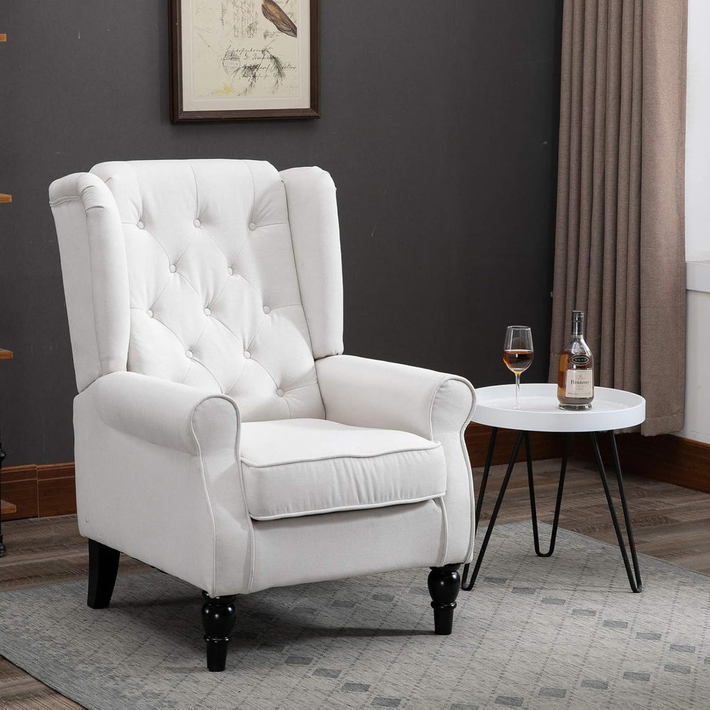 Cream White Button-Tufted Accent Chair Set of 2 J190