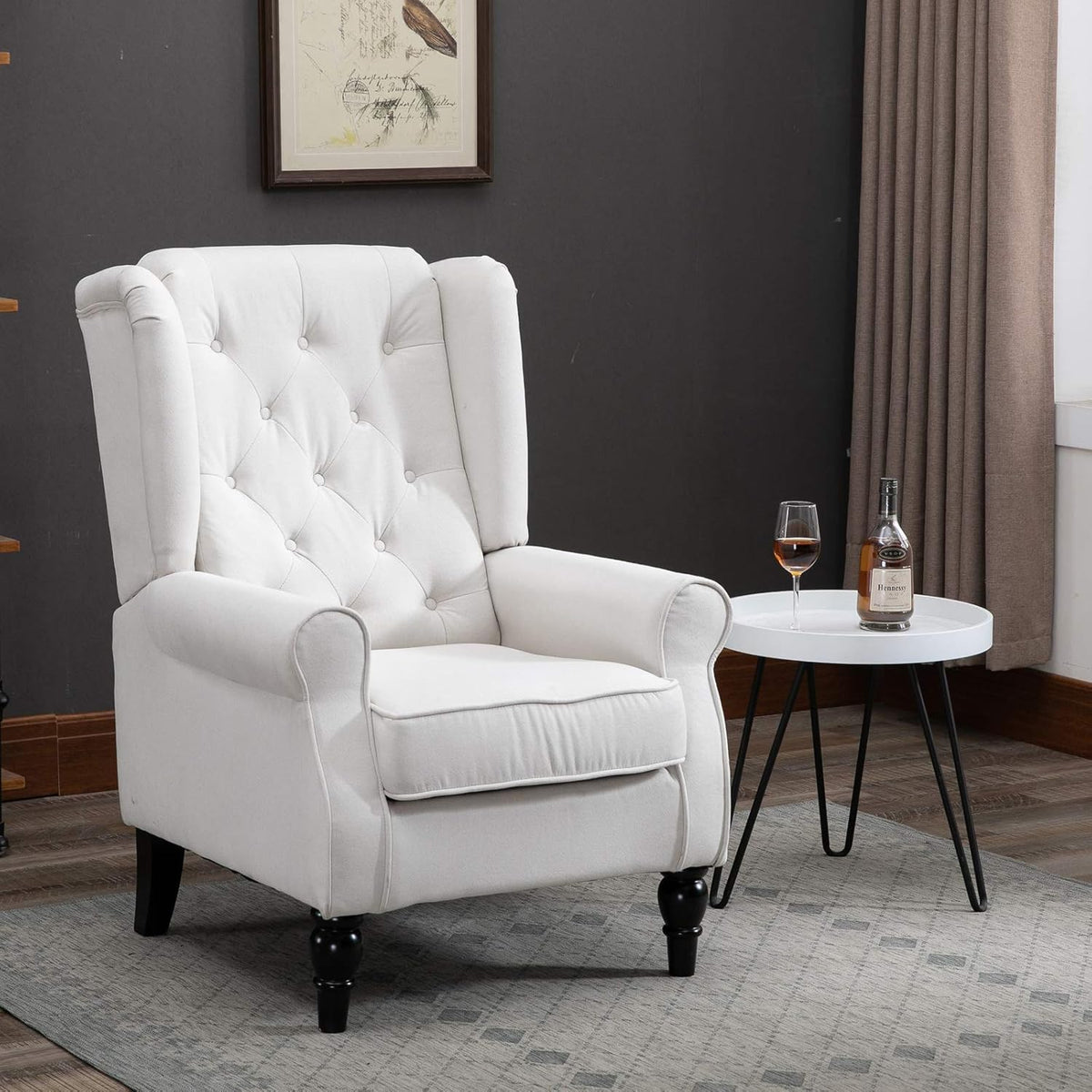 Cream White Button-Tufted Accent Chair Set of 2 J190