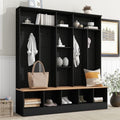 White Hall Tree with Shoe Storage Bench and Coat Rack T120