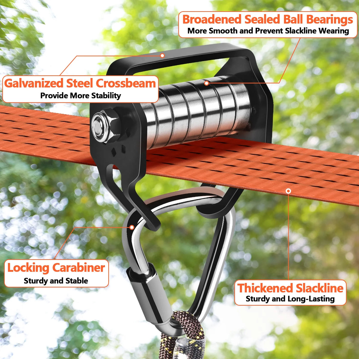 Zip Lines for Kids Outdoor Toys - Pulley Kits with 65 Ft Slackline, Maximum Load 330lb M546