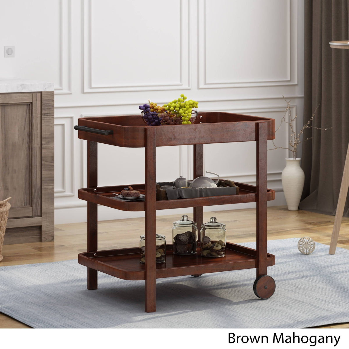 Brown and Mahogany Bar Cart P472