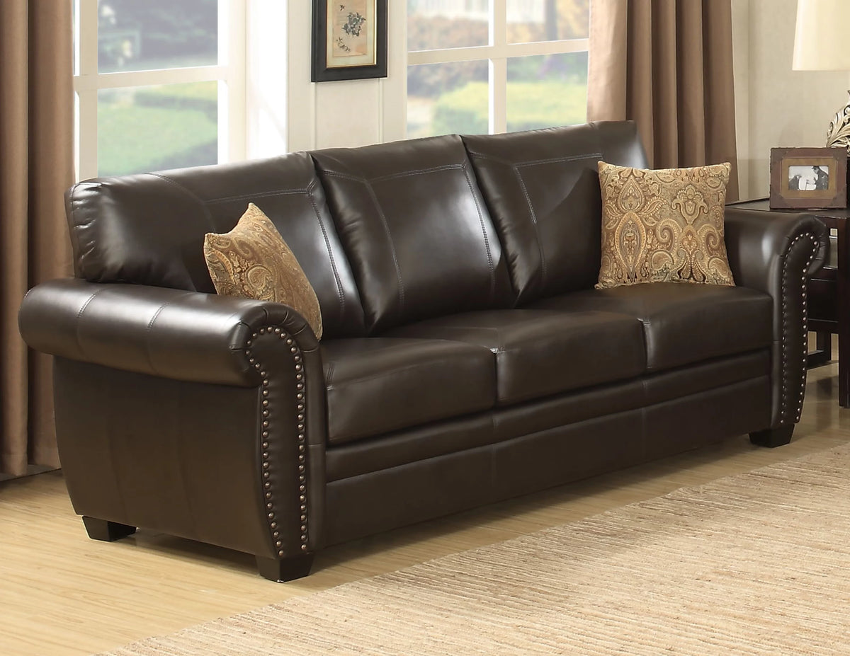 Brown Leather Gel Sofa P8272