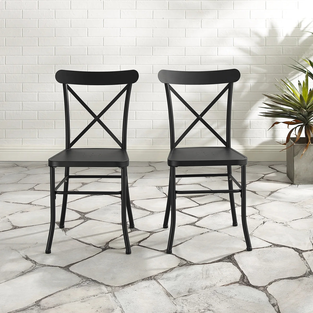 Black Metal Patio Dining Chair Set of 2 P616813