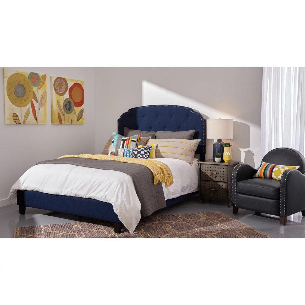King All-In-One Shaped Corners Upholstered Bed E810