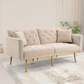 Peach Velvet Loveseat with 7 Gold Metal Legs T422643