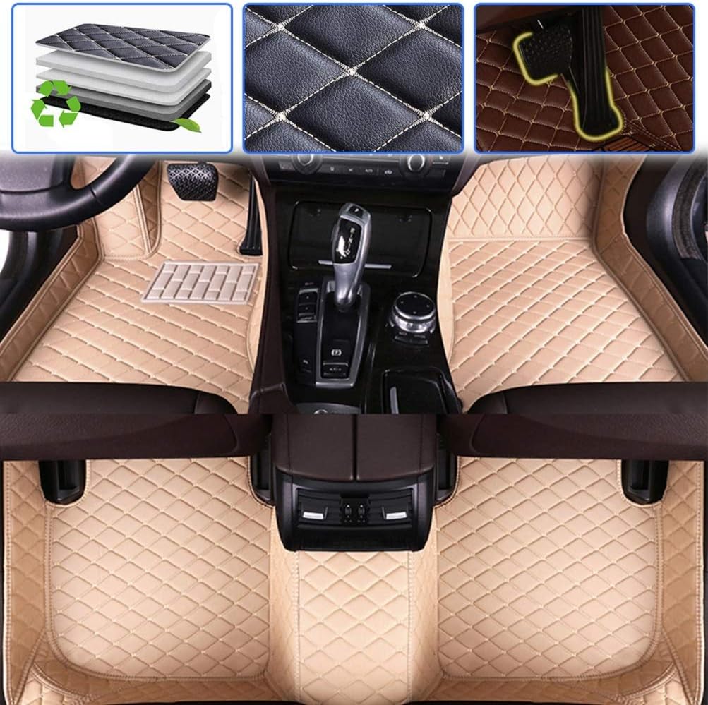 Black Beige Waterproof Anti-Skid Full Coverage Car Floor Mats T484