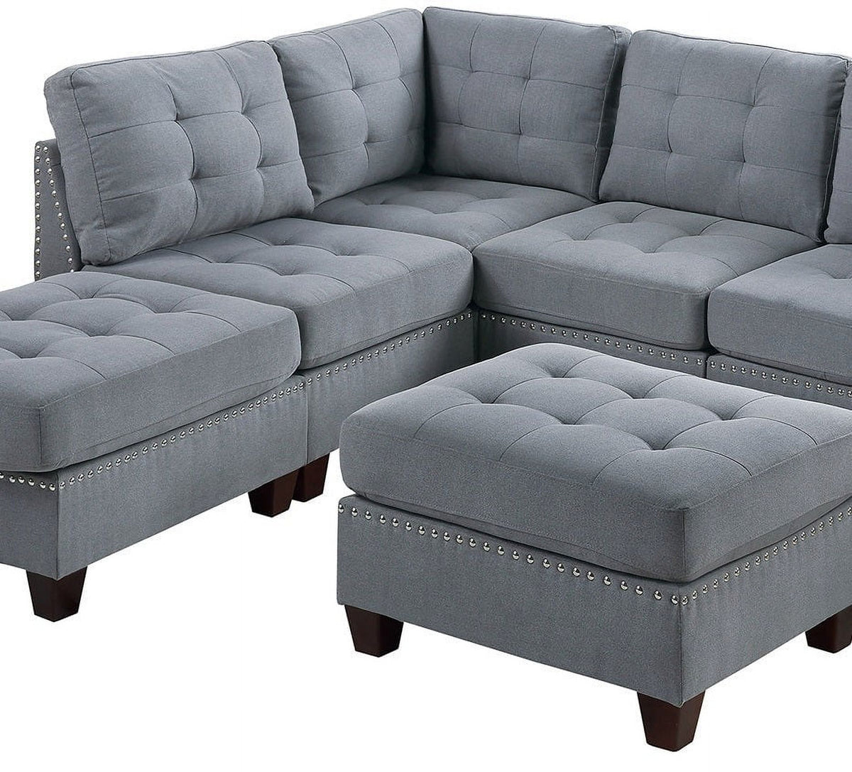 Gray Modular Sectional 7pc Set with Ottoman A152