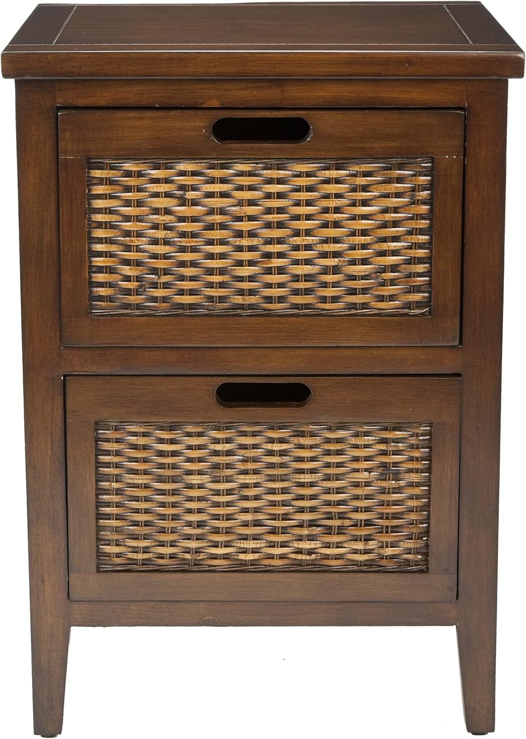 Dark Teak 2-Drawer End Table N25108