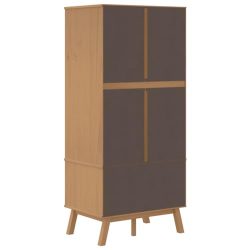 Solid Wood Wardrobe Armoire Closet with 2 Drawers, Gray and Brown 30.1"x20.9"x67.7" M9247