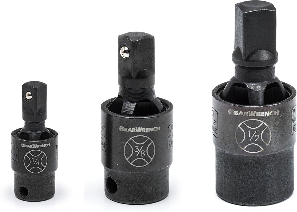 3 Pc. 1/4", 3/8" & 1/2" Drive Pinless Impact Universal Joint Set M724