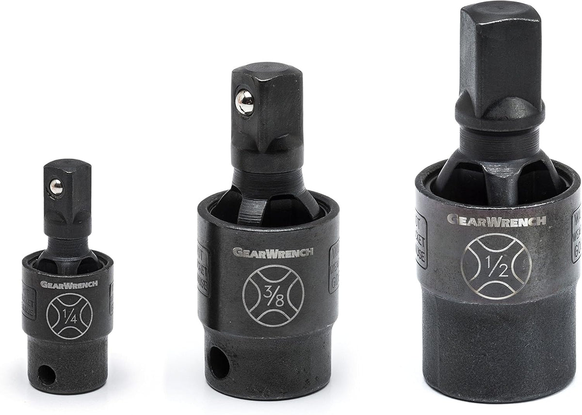 3 Pc. 1/4", 3/8" & 1/2" Drive Pinless Impact Universal Joint Set M724