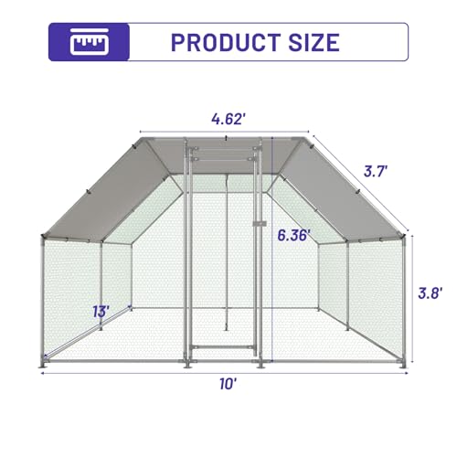 Large Metal Chicken Coop with Water-Resistant and Anti-UV Cover Walk-in Poultry Cage Z449