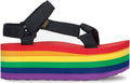 Rainbow-Black Flatform Sandals K28429