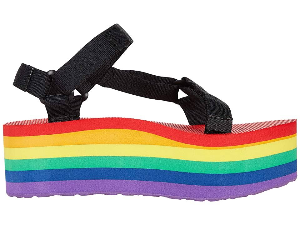 Rainbow-Black Flatform Sandals K28429