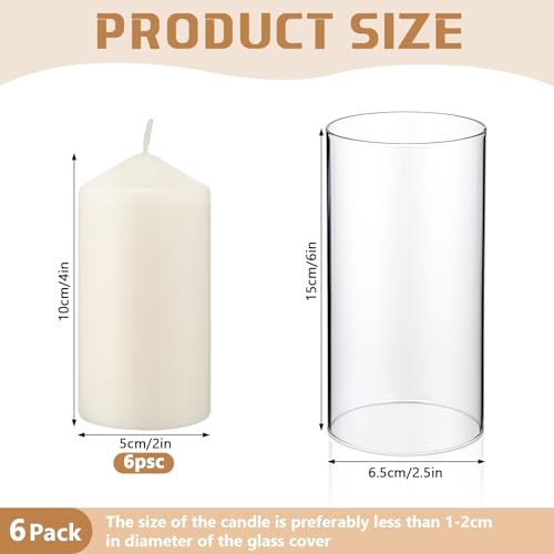 2.5 x 8 Inch Clear Glass Cylinder Candle Holder with Unscented Pillar Candles G7696