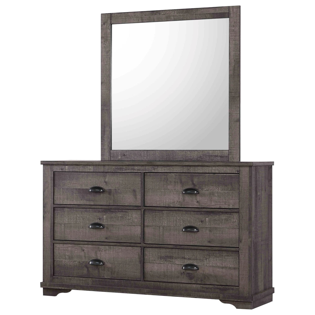 Gray King Size Bed Dresser Mirror Nightstand Set X363144