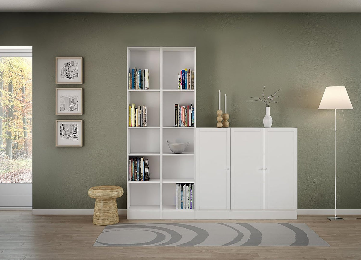 White 5 Shelf Narrow Bookcase B1339