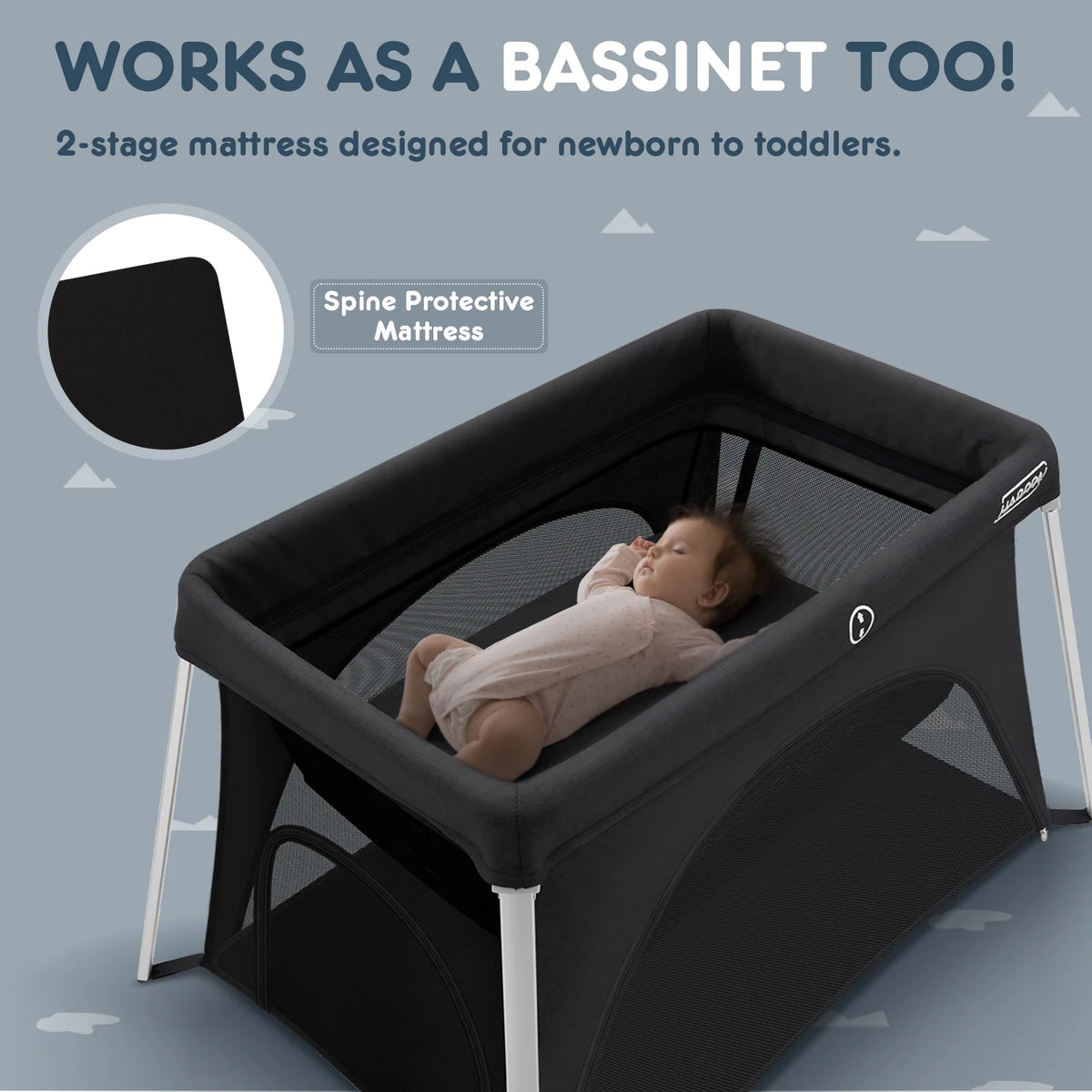 Portable Foldable Travel Crib with Mattress L35108