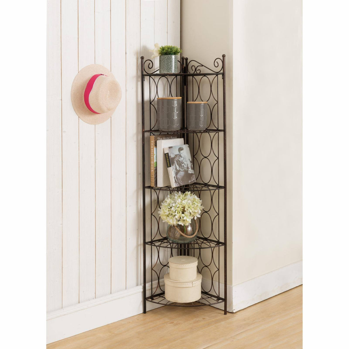 Metal 5 Tier Corner Shelf Bookcase R886861