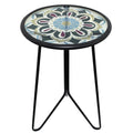 Mosaic Metal Round Glass Table 12x12x22 inch Z462792