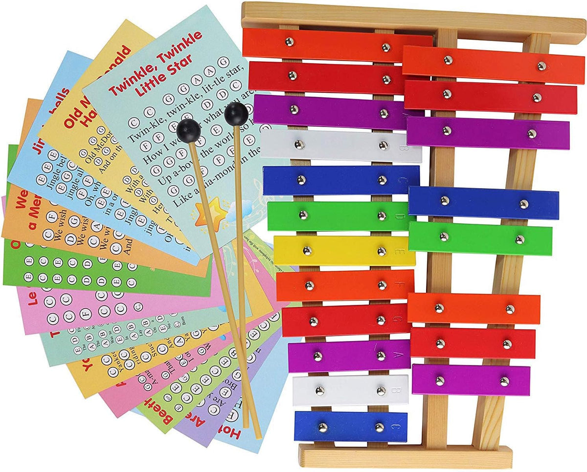 20 Note Chromatic Metal Glockenspiel with Sheet Music Cards V2640