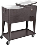 80 Quart Rolling Cooler Ice Chest Cart with Wheels C12153