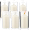 2.5 x 8 Inch Clear Glass Cylinder Candle Holder with Unscented Pillar Candles G7696