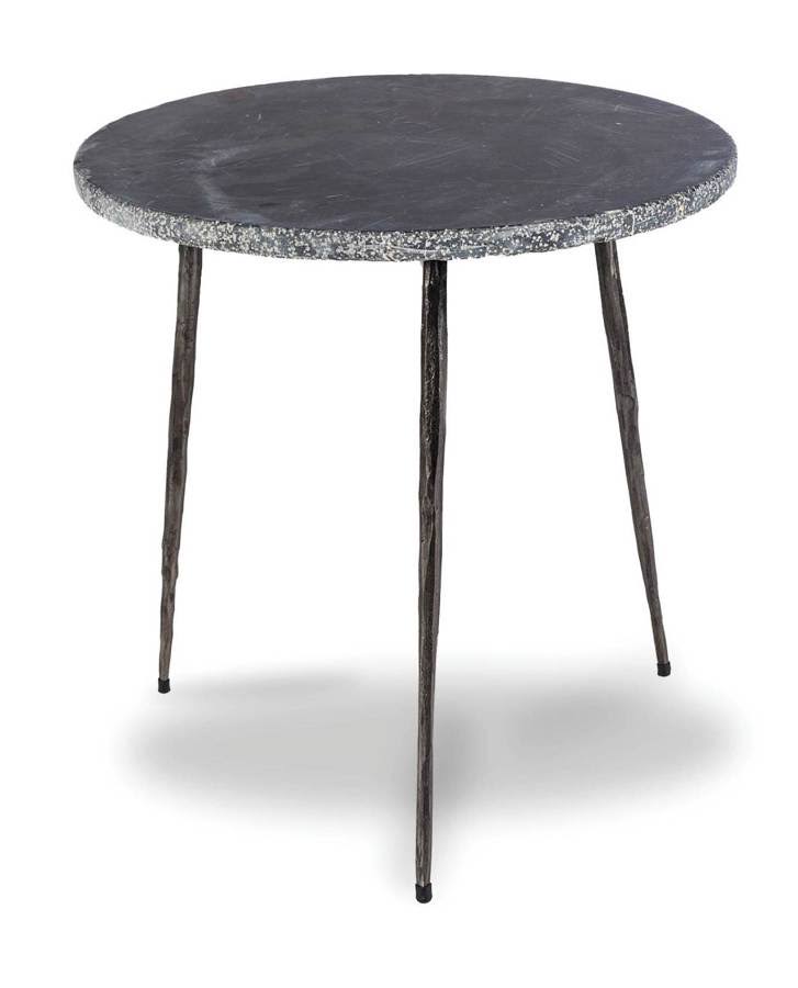 Black Marble Round End Table A50256