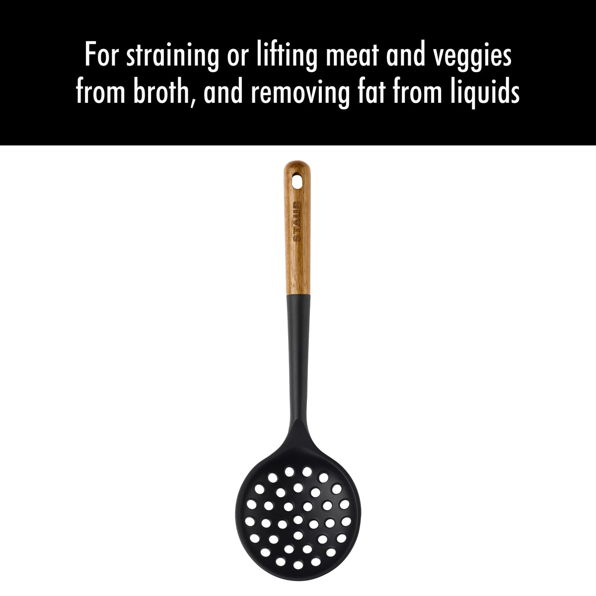Silicone with Wood Handle Skimming Ladle E9450