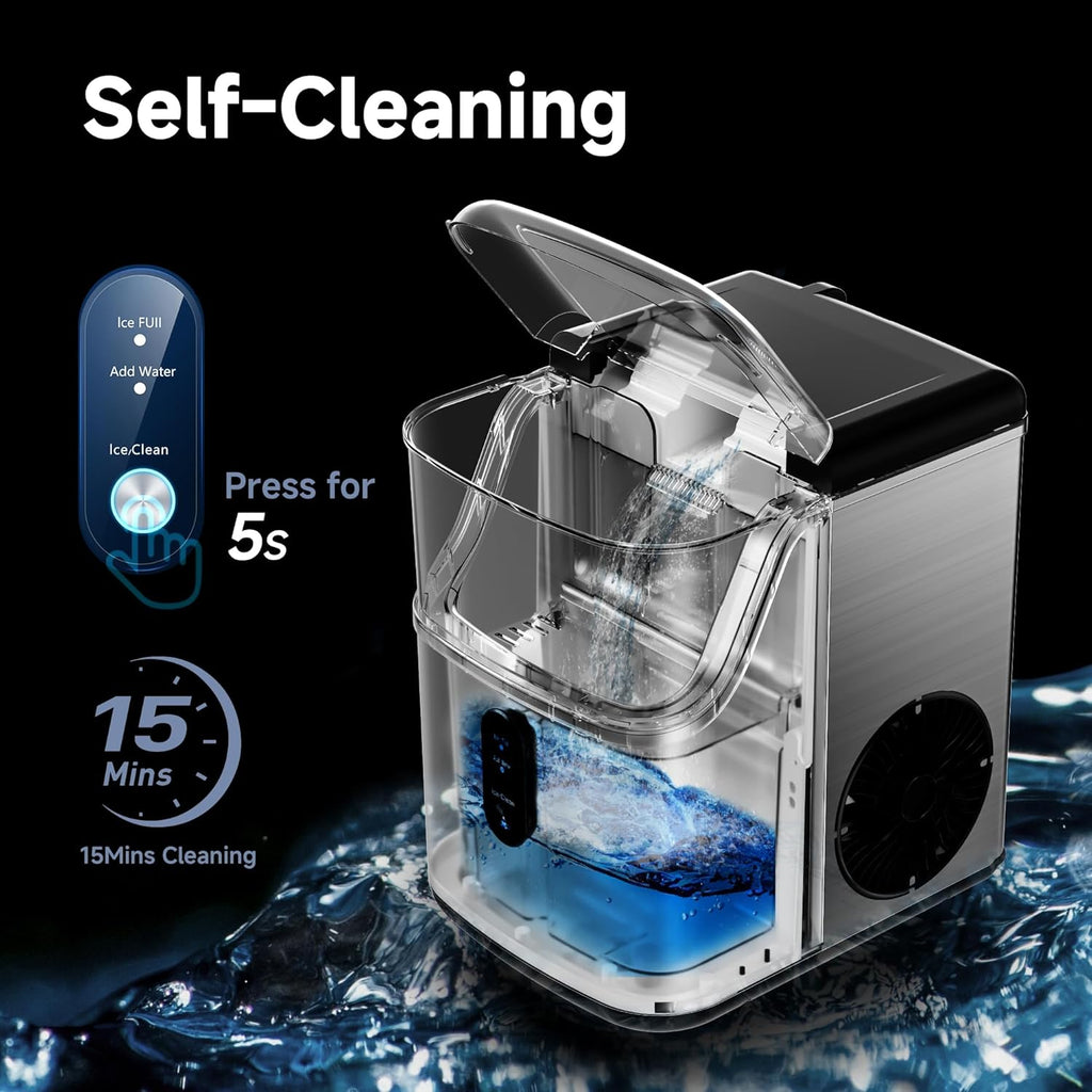 Nugget Ice Maker Machine with 34lbs/24H Self-Cleaning Stainless Steels O428