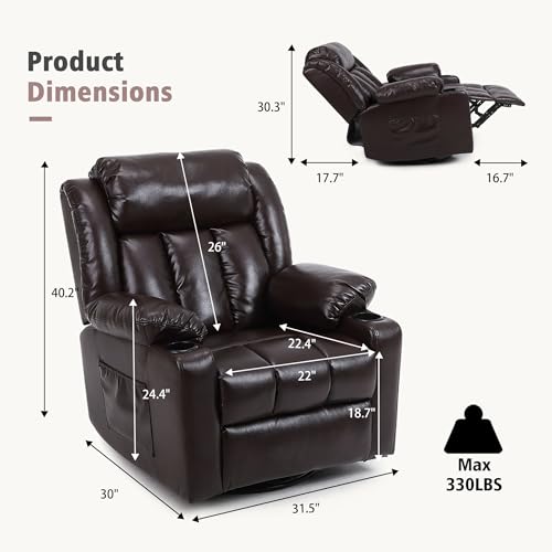 Overstuffed Manual Recliner Chair with Massage and Heat, Lime Gray B738