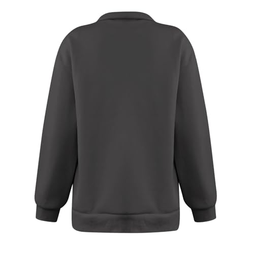 Oversized Half Lapel Zip Sweatshirts Solid Long Sleeve Pullover Tops P22885