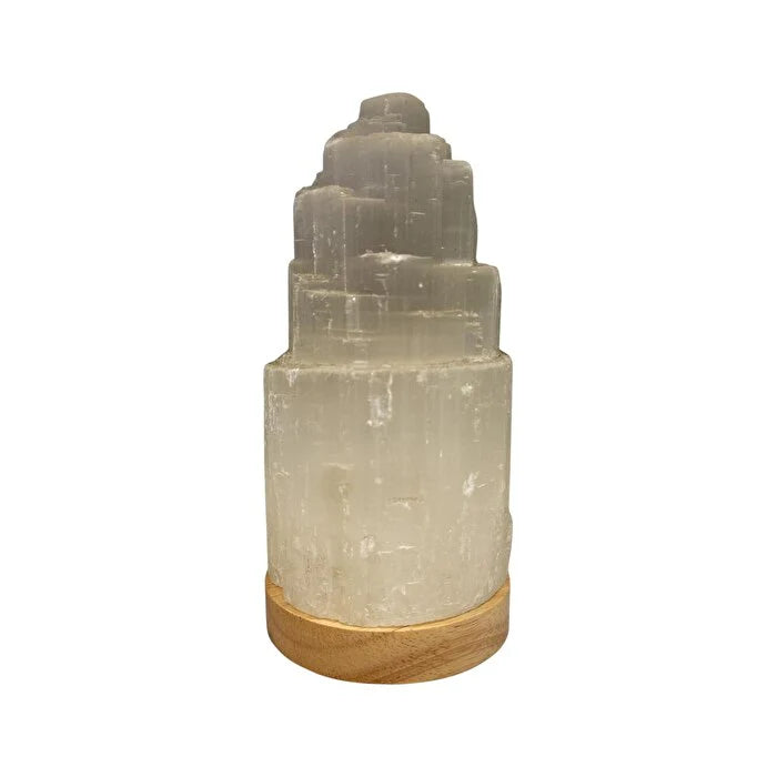 Selenite Lamp Mountain with LED Base 20cm Z80073