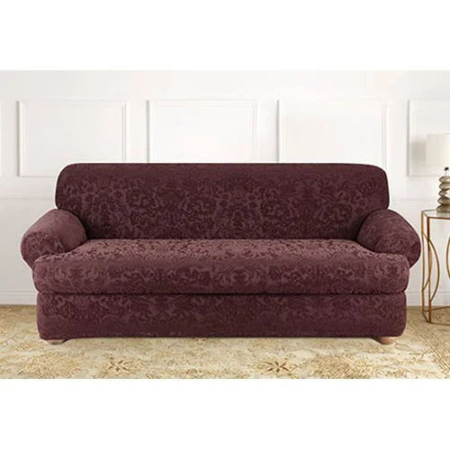 Stretch Jacquard Damask Loveseat Cover W47481