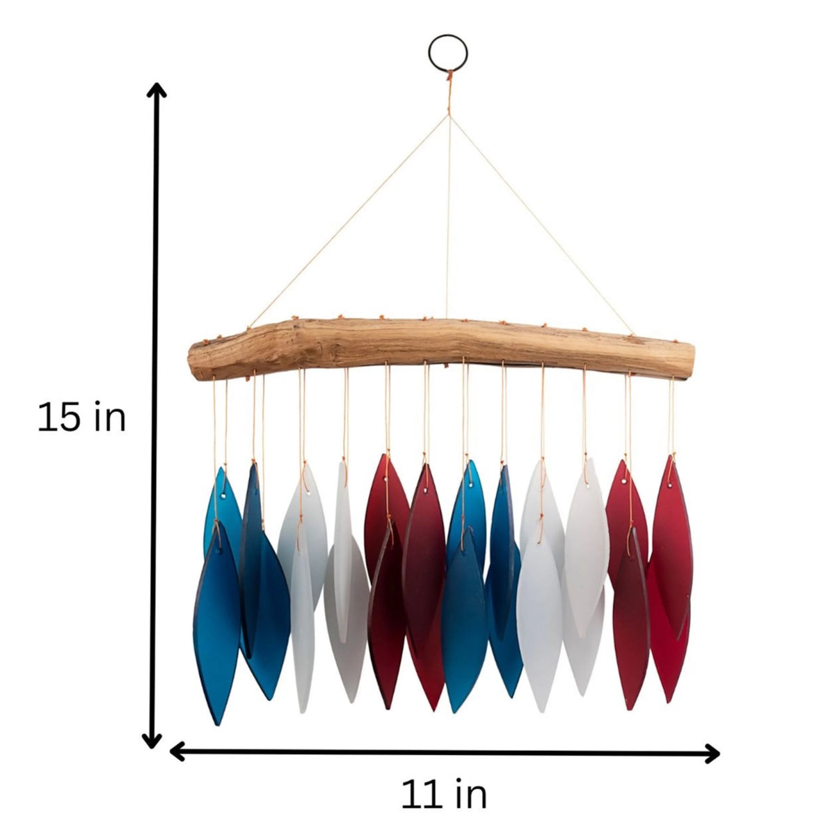 Glass Wind Chime Red White and Blue D225
