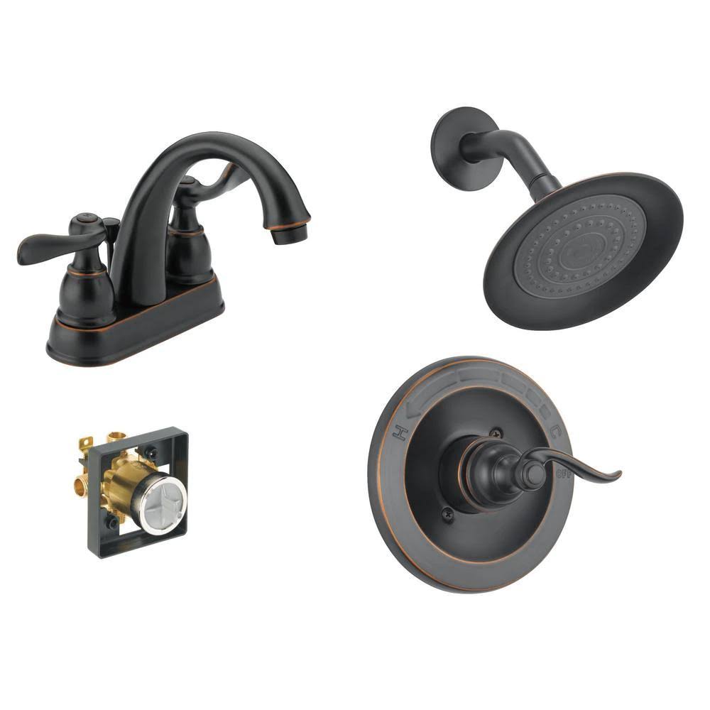 2-Handle Bathroom Faucet Bundle with Shower Trim and Rough-In in Oil Rubbed Bronze N21365