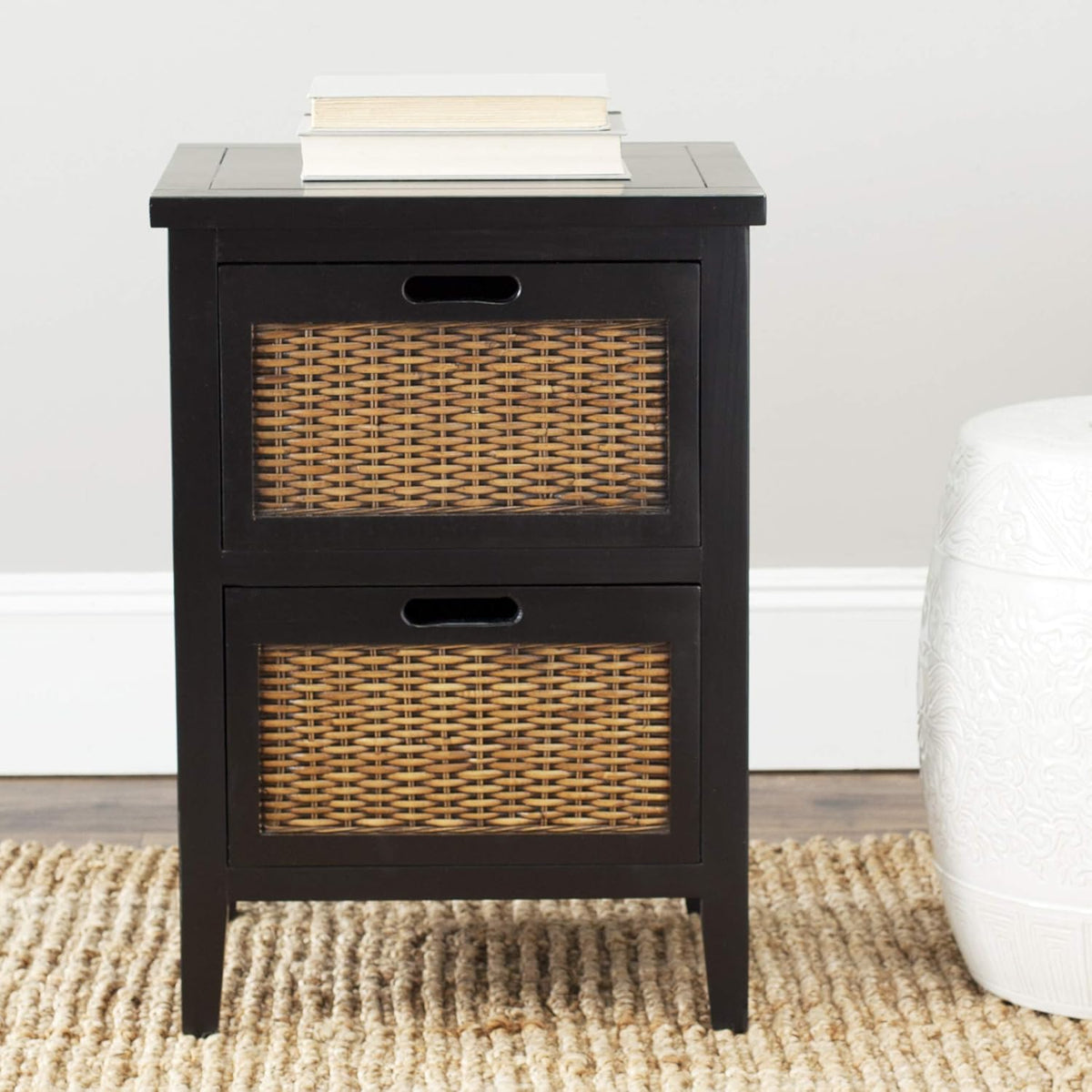 Dark Teak 2-Drawer End Table N25108