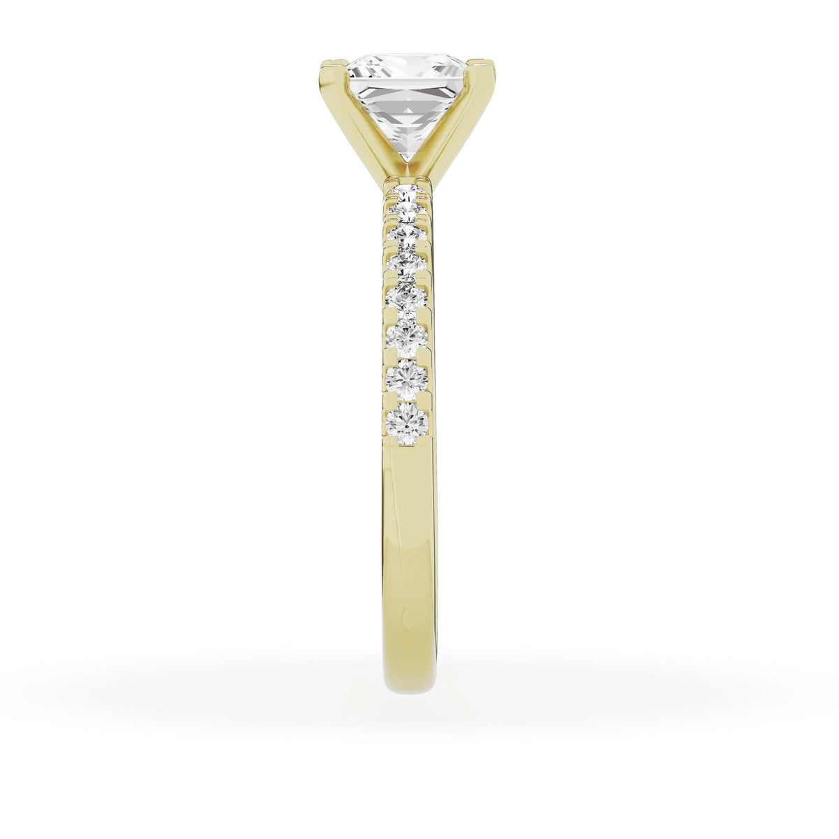 14K Yellow Gold Diamond Solitaire Princess Engagement Ring W21590