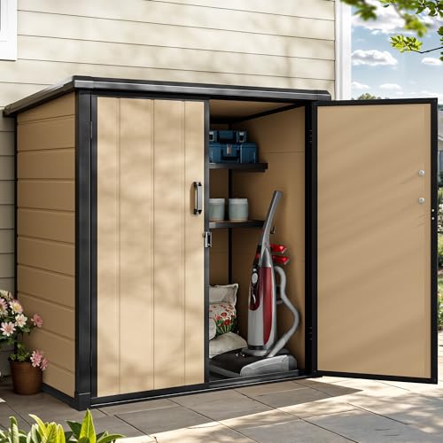 Vertical Resin Storage Shed with 2 Shelves P423845