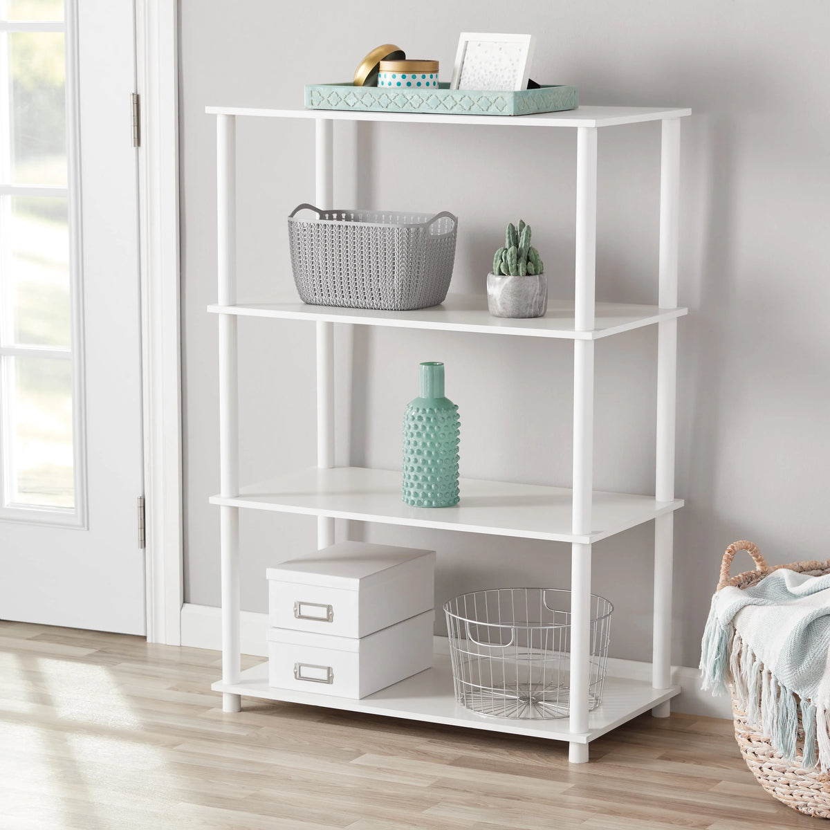 White 4-Shelf Storage Bookcase I97438