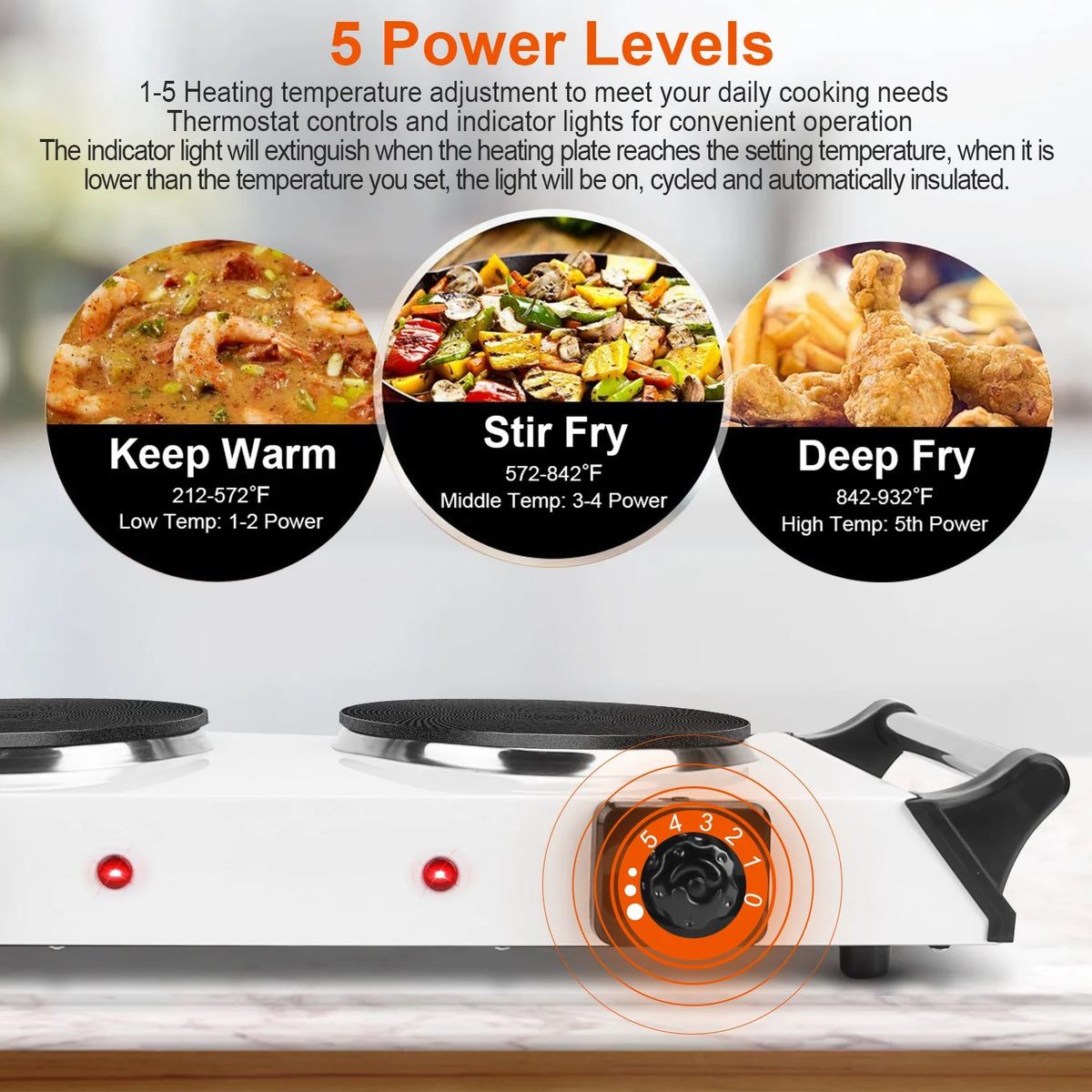 Portable Coil Heating Double/Single Burners Stove 2000W V300604