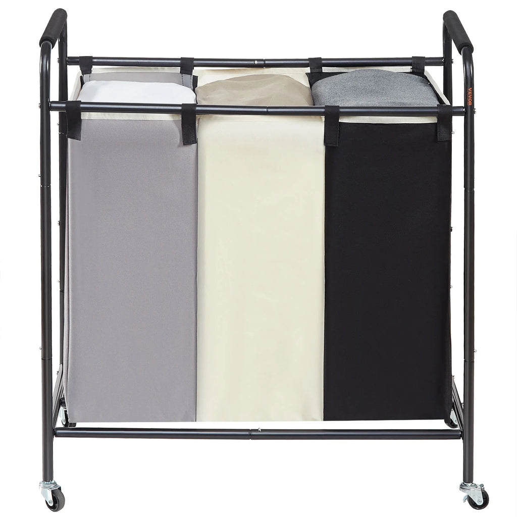 3-Section Rolling Laundry Sorter Cart with Wheels T790