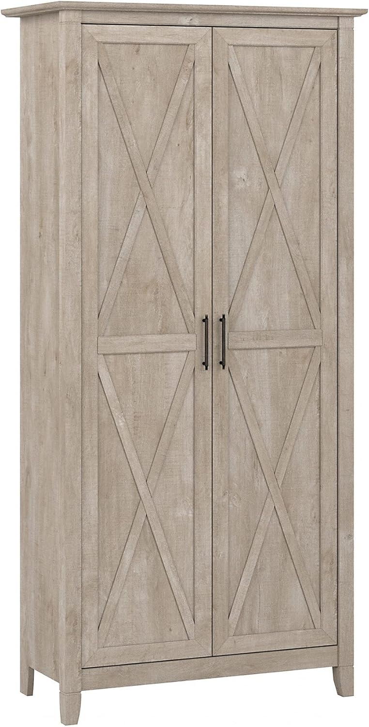 Washed Gray Tall Storage Cabinet with Doors F8207