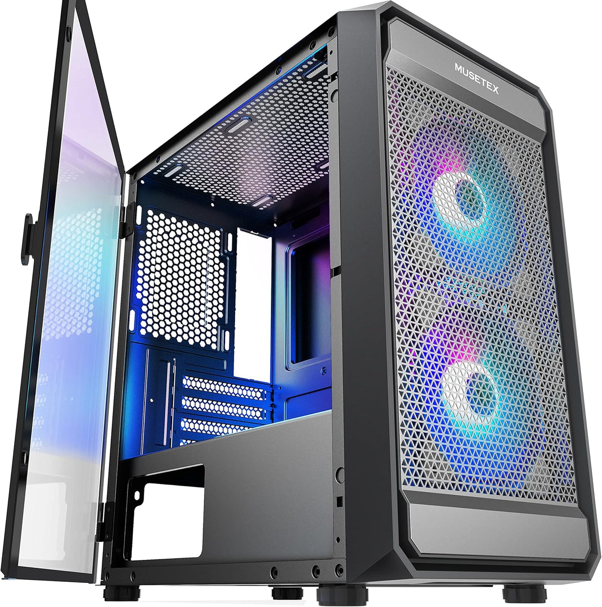 Matx PC Case with 2pcs ARGB Fans Mesh Airflow A518516